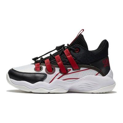 Li Ning Comfortable Daily Non-Slip Shock Absorbing Wear-Resistant Low-Top Basketball Shoes Kids Sneakers White Black YKBS010-1