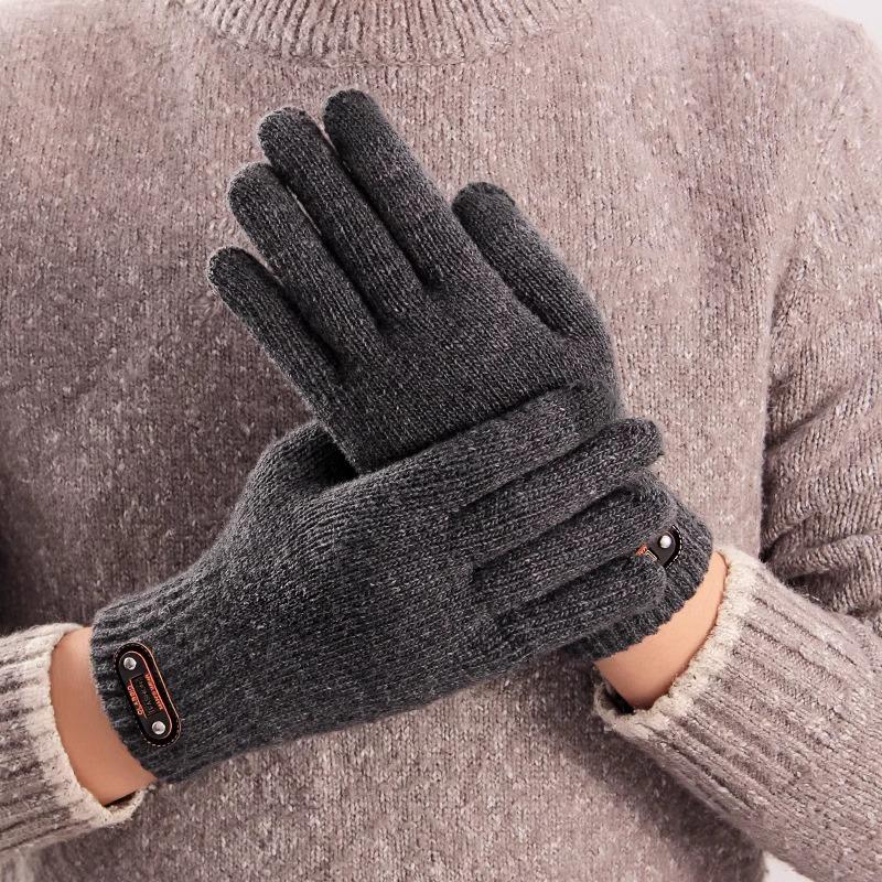 Outdoor Leisure Fishing Cycling Cold and Windproof Knitted Yarn Warm Gloves with Added Velvet Thickness In Autumn and Winter