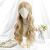 ALAN EATON Lace Front Blonde Ombre Wigs Synthetic Long Straight Wig with Dark Root for Women Daily Cosplay Party Heat Resistant Fiber