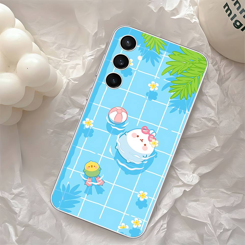 Cute H-Molang-S Phone Case For Samsung Galaxy A52 A12 A51 S21 Edge S22ULTRA S23 S24 S20LITE Plus Ultra Transparent Cover