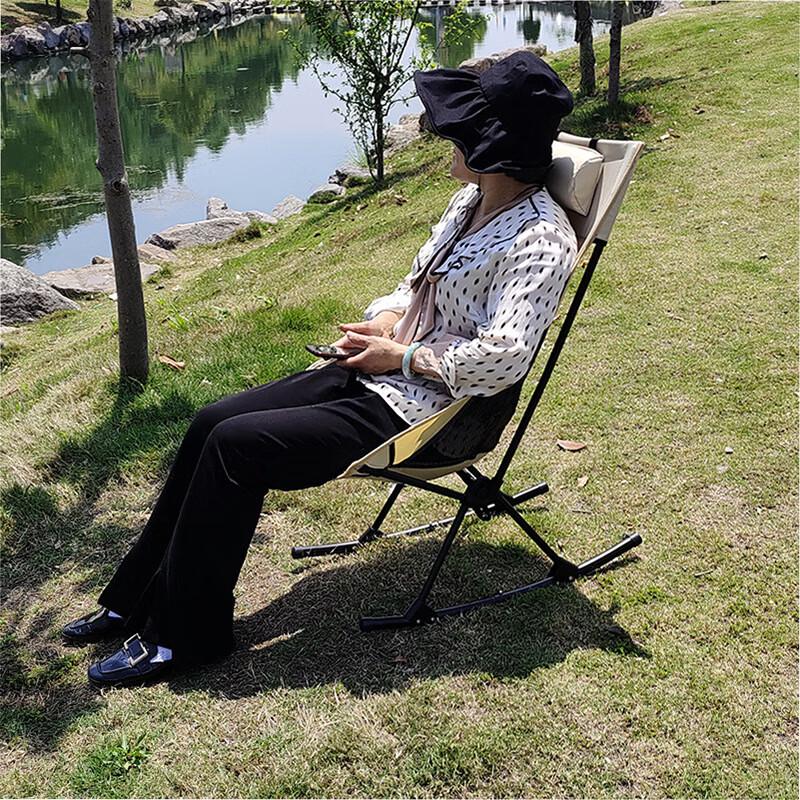 ZISIZ Portable Outdoor High-Back Folding Rocking Lounge Chair