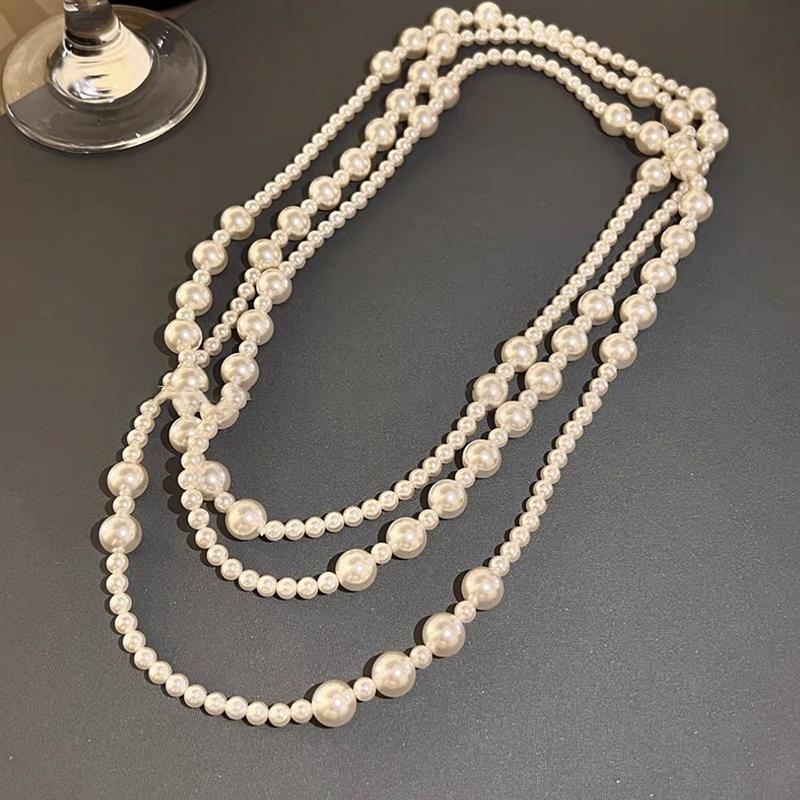Long Multi Layered Pearl Necklace For Women Temperament Collar Chain Sweater Chain Necklaces Luxury Jewelry Accessories