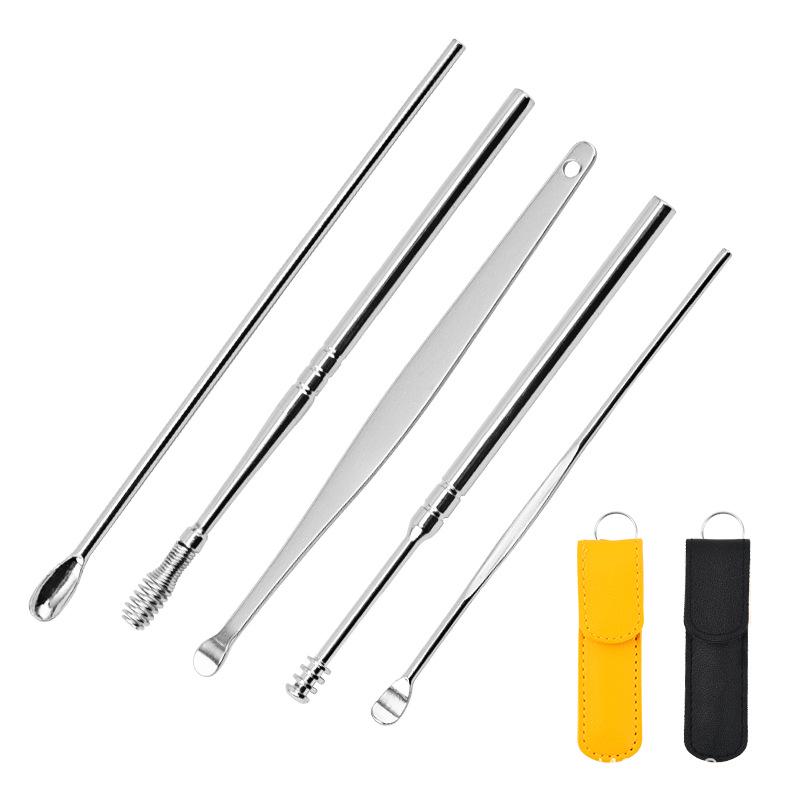 Stainless Steel 6-Piece Spiral Ear Pick Multifunctional Cleaner Set