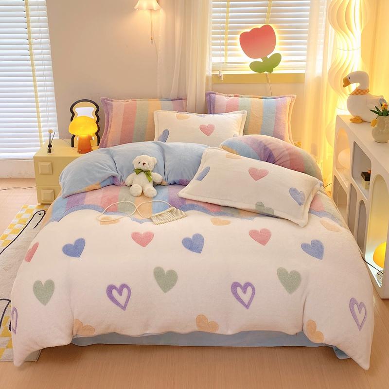 Fluffy Flannel Duvet Cover 1Pc- Super Soft and Cozy, Multi-Size Options, Sweet and Simple Style for Serene Slumber