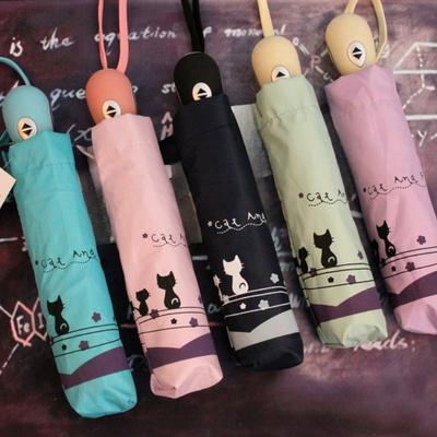 Helautomatisk paraply Cartoon 2023 UV-skydd Vikbar Kat