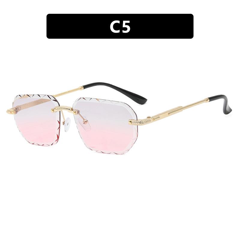 Square Rimless Sunglasses  Trend Metal High-Grade Men'S And Women'S Sunglasses Street Photo Sunglasses Gradient Goggle