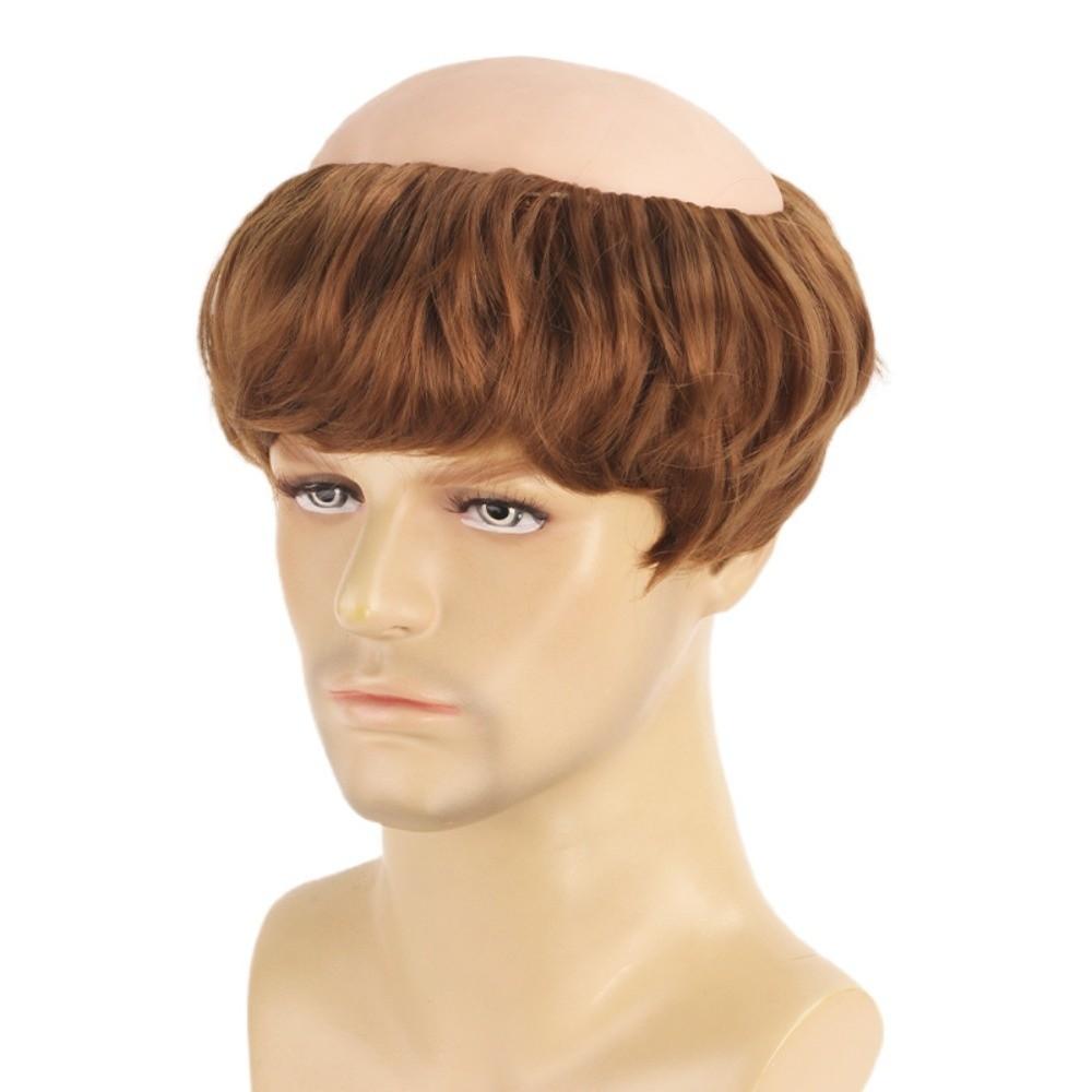 Dress Up Short Straight Bald Head Wigs Anime Halloween Balding Wig Role Play