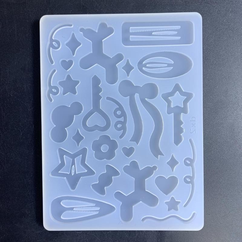 Glossy Geometry Filler Letter Star Silicone Epoxy Resin Mold DIY Keychain Pendant Jewelry for Bag Decorations Craft