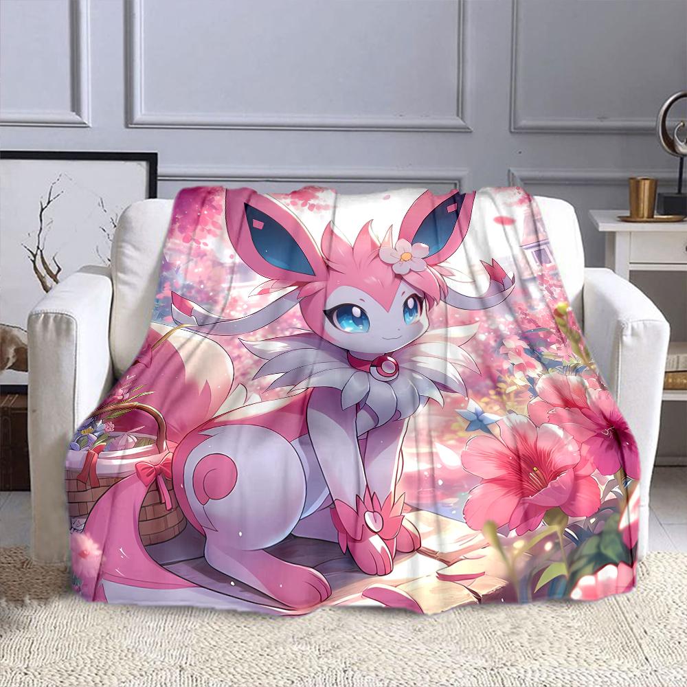 Pokemon Cute Sylveon Eevee Pink Printing Blanket Adult Children Warm Blankets Home Travel Soft and Comfortable Blanket