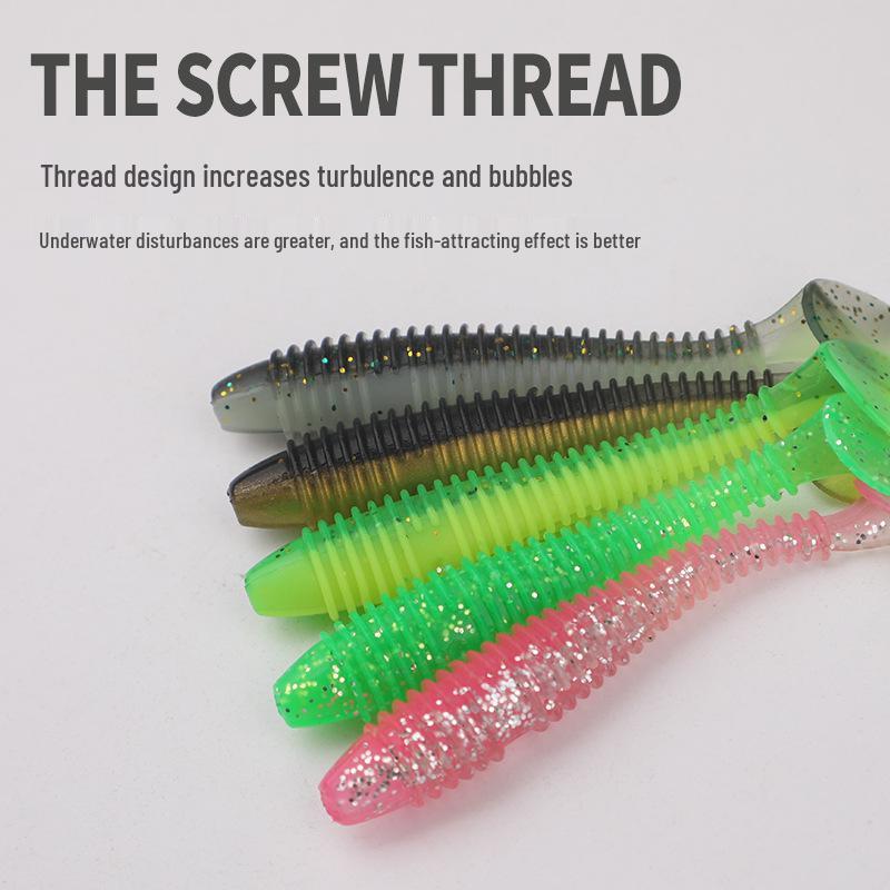 Lure Threaded T-Tail Soft Bait: Floating Drop Shot Worm for Bass & Mandarin Fish, Slow Sinking Crank for Texas Rig.