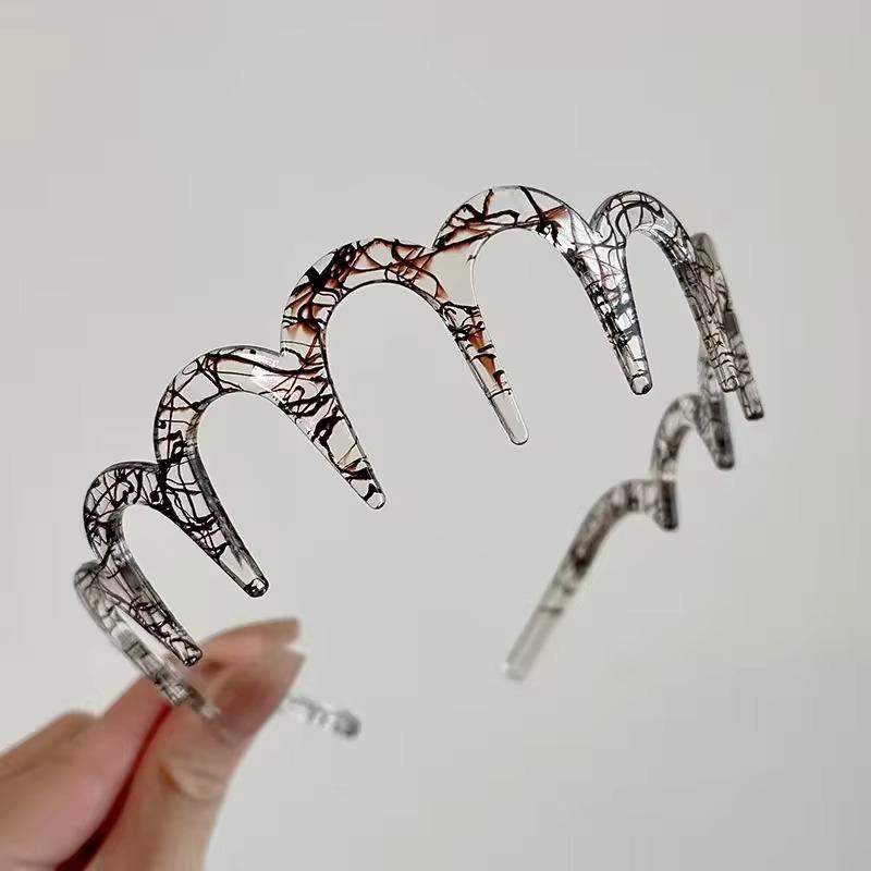 Trendy PC čelenka pro ženy Dívky Protipádová Jantarová Hnědá Černá Obruč s dlouhými zuby Zlomené gumičky do vlasů Příslušenství Korejské pokrývky hlavy