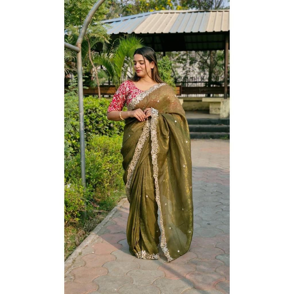Premium Candy Crush Saree with Sequence Embroidery