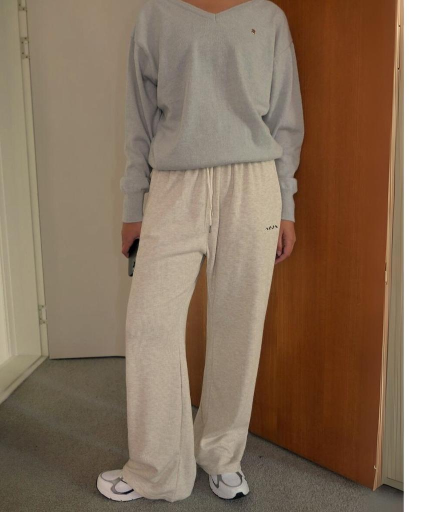 INJIACTIVE Ribbed Sweatpants Oatmeal