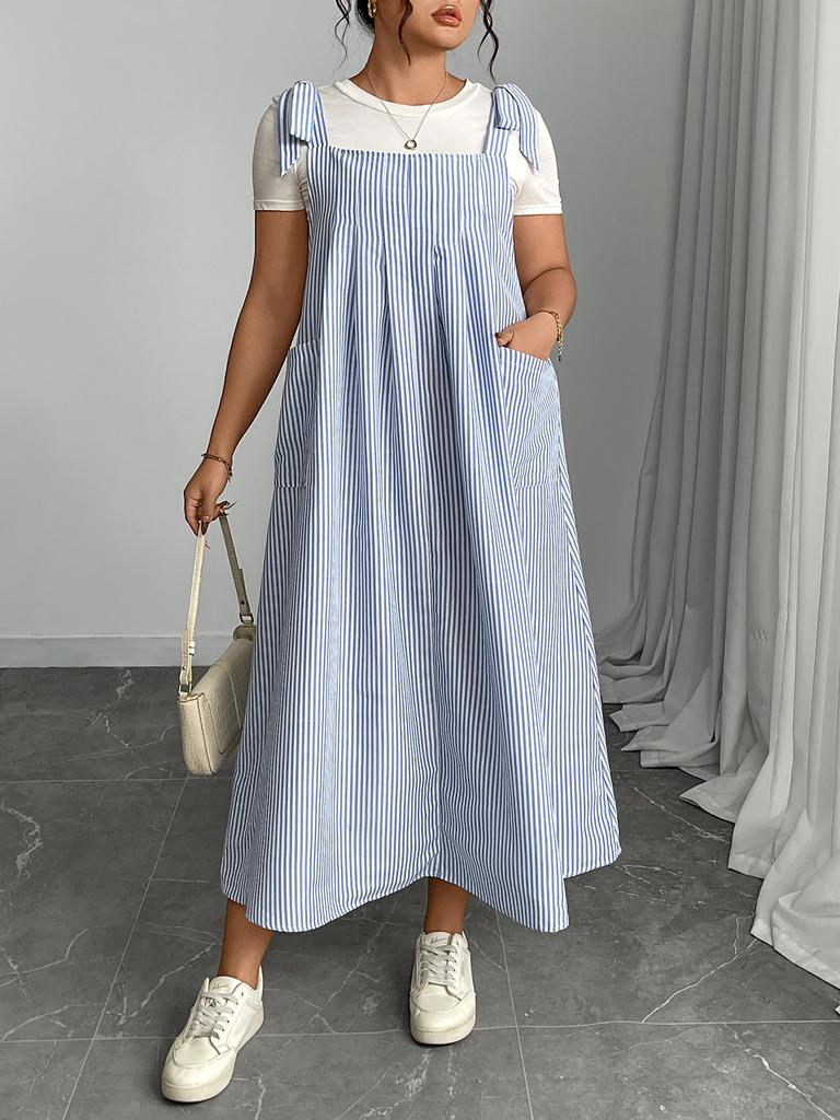 Fashion Women's Casual V-Neck Printed Midi Skirt Elastic Waist Dress