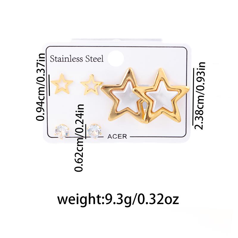 Stainless Steel Zircon Butterfly Star Heart Pearl Fan Shape Earrings For Women Vintage Fashion Niche Jewelry Gifts
