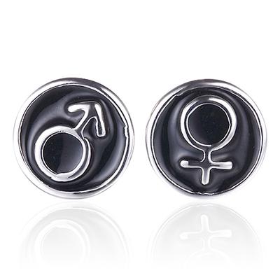Fashion Stud Earrings Flat Round Oil Dripping Men and Women Symbol Logo Stud Earrings Join Silver-plated Jewelry