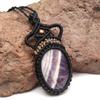 Necklace Amethyst Macrame Hemp Crystal Pendant Adjustable Natural Necklace