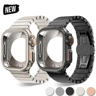 Metallgehäuse+Edelstahlarmband für Apple Watch Band Ultra 3 2 49mm 11 10 46mm Schutzhülle Upgrade Iwatch 9 8 7 SE 45mm 44