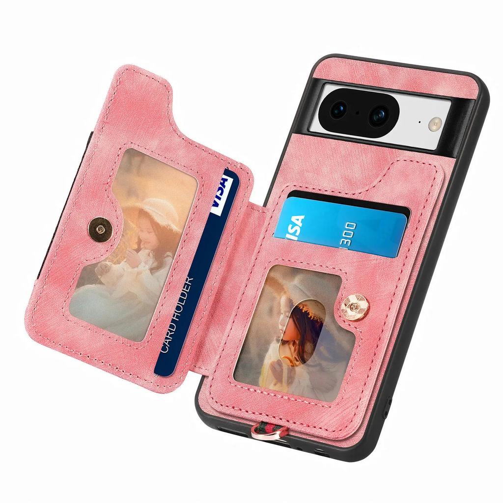 Ring Holder Cards Solt Leather Wallet Case for Google Pixel 8 Pro 7 7A 6 6A Magnetic Kickstand RFID Pouch Pocket Bag Strap Cover