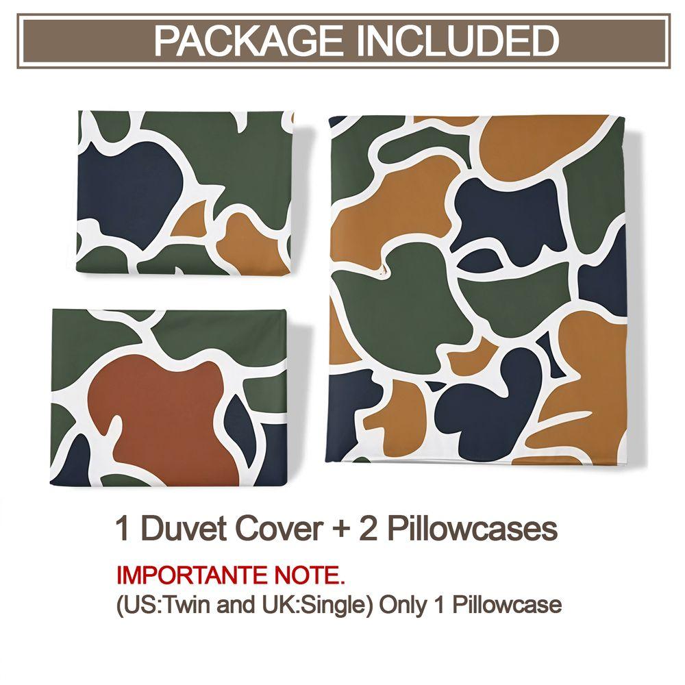 Vintage Camo Print Duvet Cover Set Comforter Cover Bedding Set No Filler Outdoor Style Adult Guest Room Bed Cover