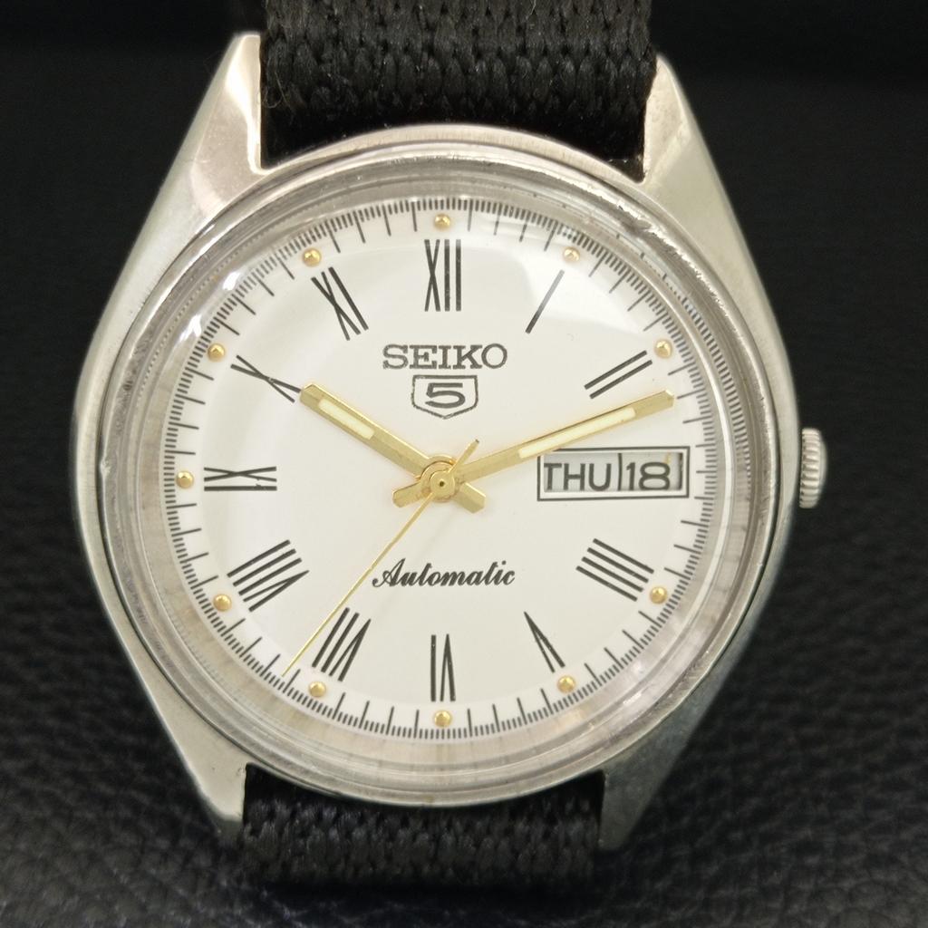 VINTAGE SEIKO 5 AUTOMATIC 6309A JAPAN MENS WHITE COLOR DIAL WATCH A708311-1