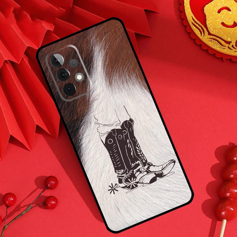 Western Cowgirl Cowboy Boots Cowhide Case For Samsung Galaxy M13 M14 M12 M11 M15 M06 M16 M36 M56 M31 M53 M32 M52 M35 M55 M34 M54