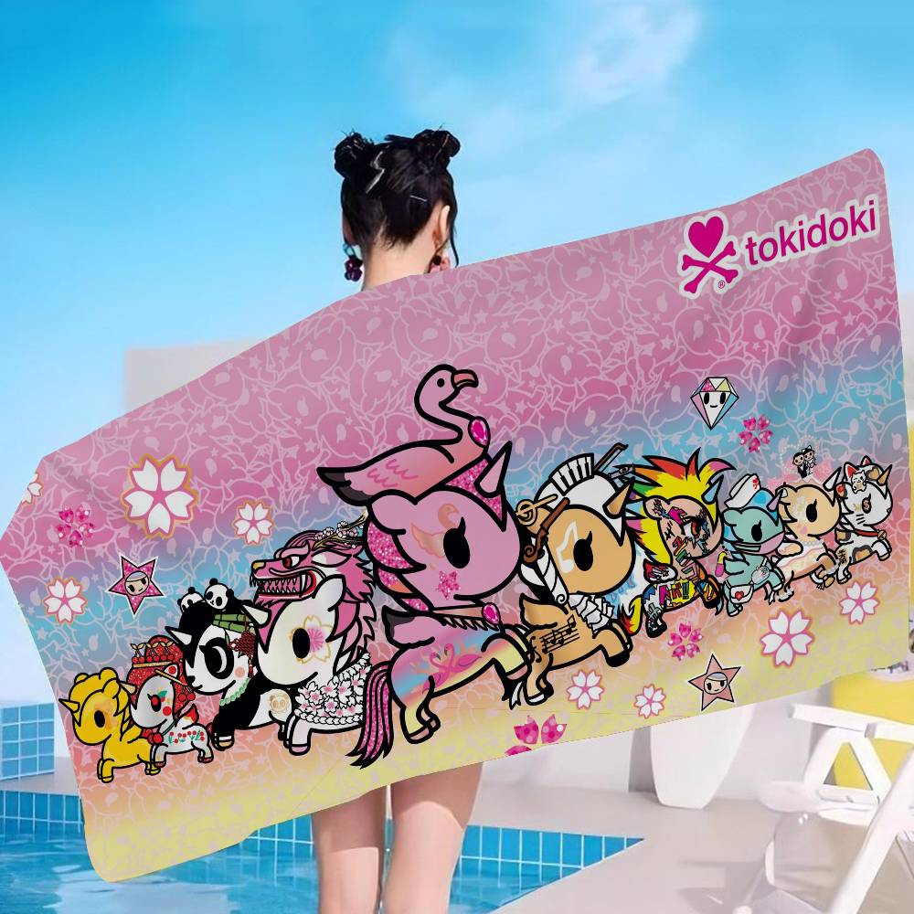 Kawaii T-Tokidoki Anime Beach Towel Colorful Bath Towels For Girl Microfiber Quick Dry Sand Free Beach Yoga Spa Gym Pool