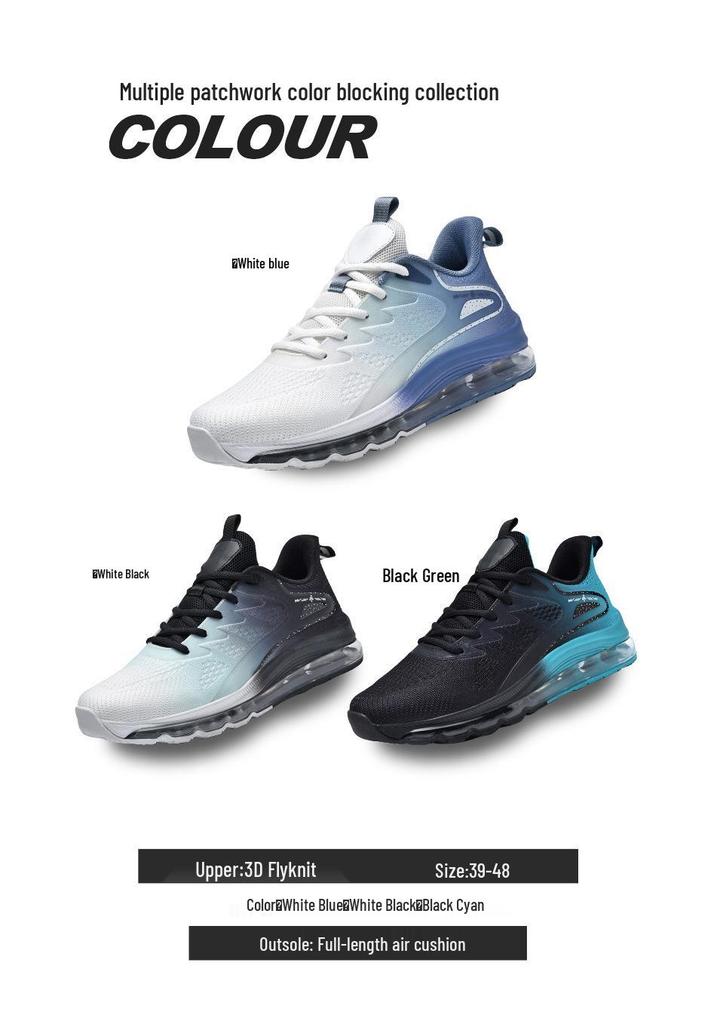 Men's Size 47-48 Fly Knit Breathable Running Shoes - Shock Absorption Sports Sneakers for Middle School Entrance Exam