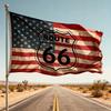 [3x5ft Vintage Flag] Durable Polyester Vintage Route 66 USA Flag | Retro Motorcycle Biker Banner, 3x5ft (90x150cm), American Pride Design with Blue Sh