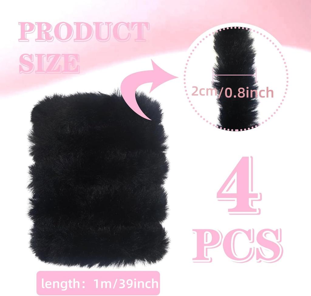 4 ks Černé čističe dýmek Řemeslné 2 cm Super chenille stonky Extra silné Jumbo Řemeslné potřeby pro začátečníky DIY Umění Vytvářejte zvířata
