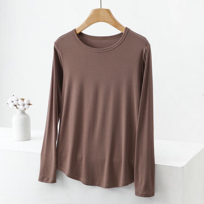 

2023 Женская хлопковая футболка с круглым вырезом и длинными рукавами больших размеров - свободный крой для весны и осени 6XL