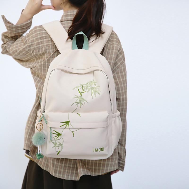 Schoolbag Trendy and Cool Embroidery New Chinese Style Backpack Women's Large-capacity Junior High School Student Schoolbag College Student