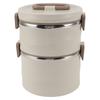 Insulated Food Container 304 Stainless Steel PP Stackable Portable Round Bento Lunch Box with Spoons for School Office