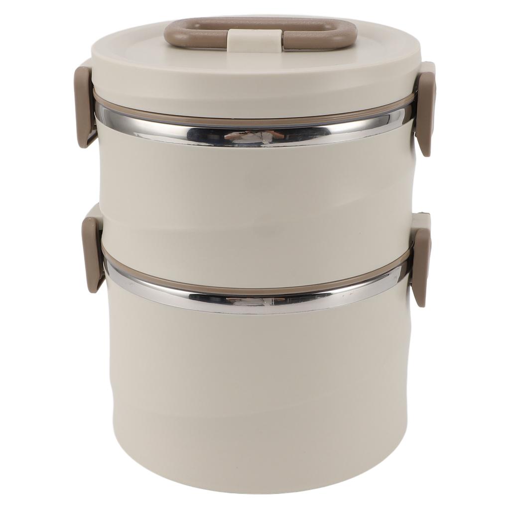 Insulated Food Container 304 Stainless Steel PP Stackable Portable Round Bento Lunch Box with Spoons for School Office