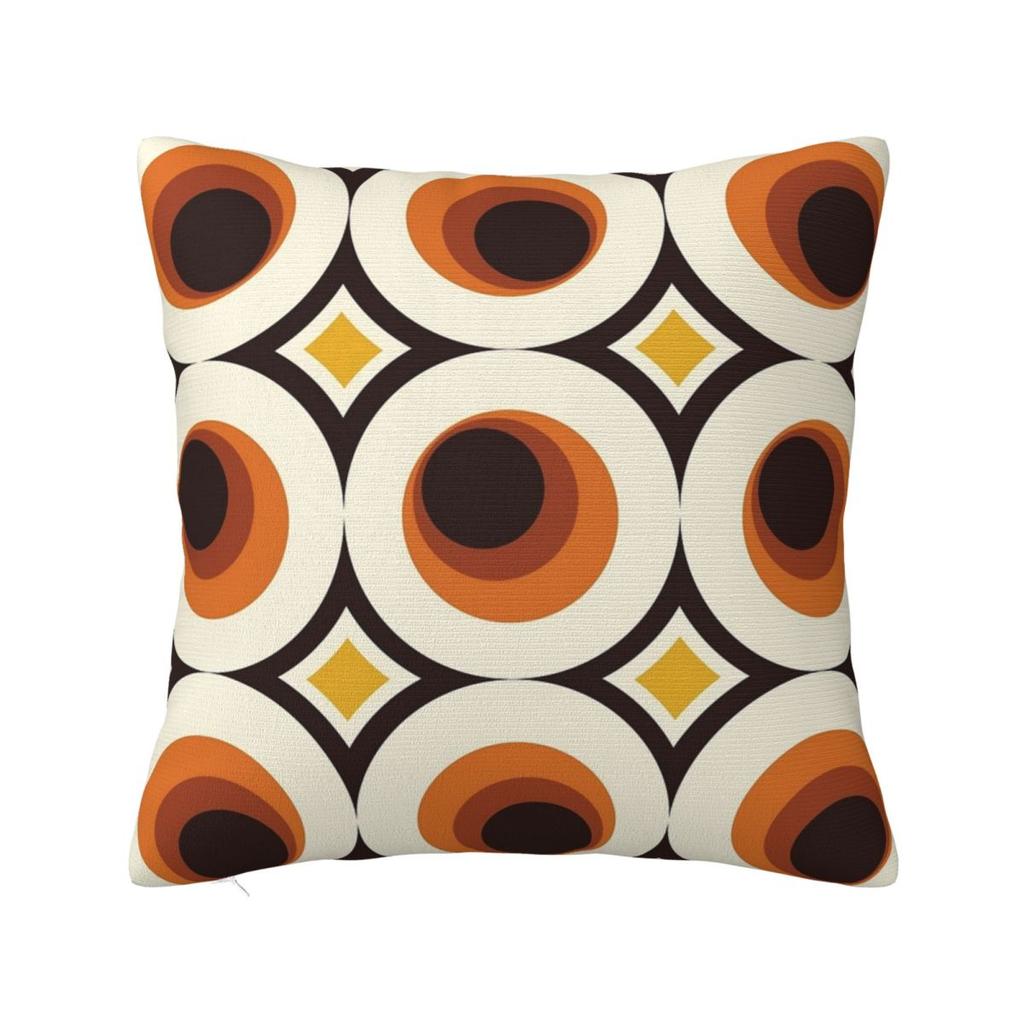 1970S Orange Mid-Century Modern Circle Square Pillowcase Cushion Cover Pillow Case Throw Pillow Cover For Home Sofa Living Room