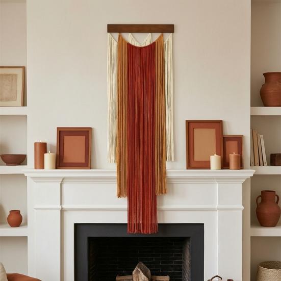 Arazzo Degradé per Camera da Letto Decorazione da Parete Boho, Arazzo in Cotone Intrecciato a Mano con Nappe, Decorazione con Frange Colorate Stile Boemo Soggiorno Caffè