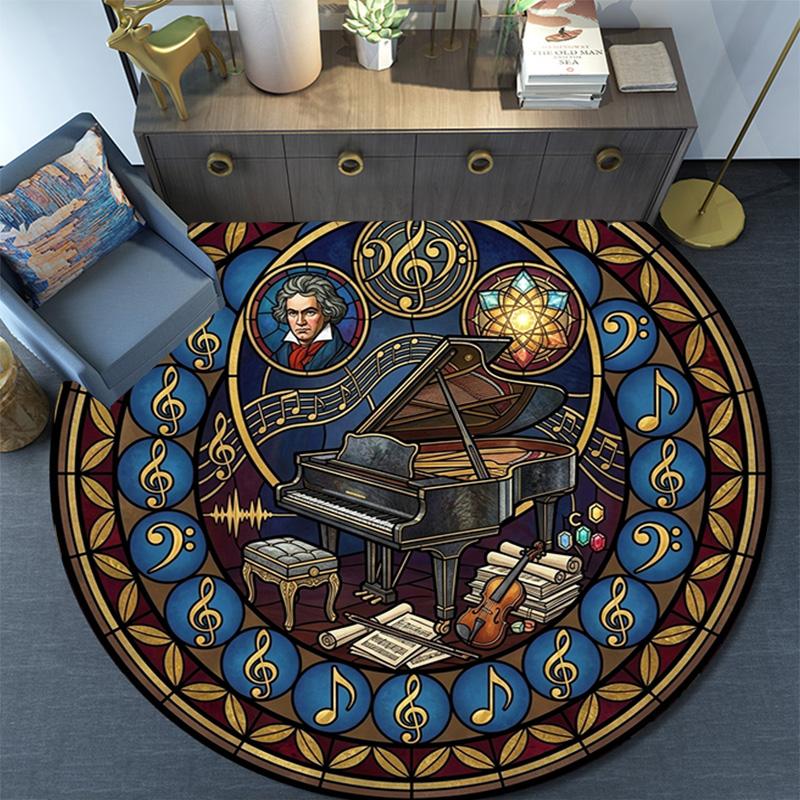 Harmonious Musical Harmony Round Area Rug Under Office Chairs Bedroom Living Room Home Decor