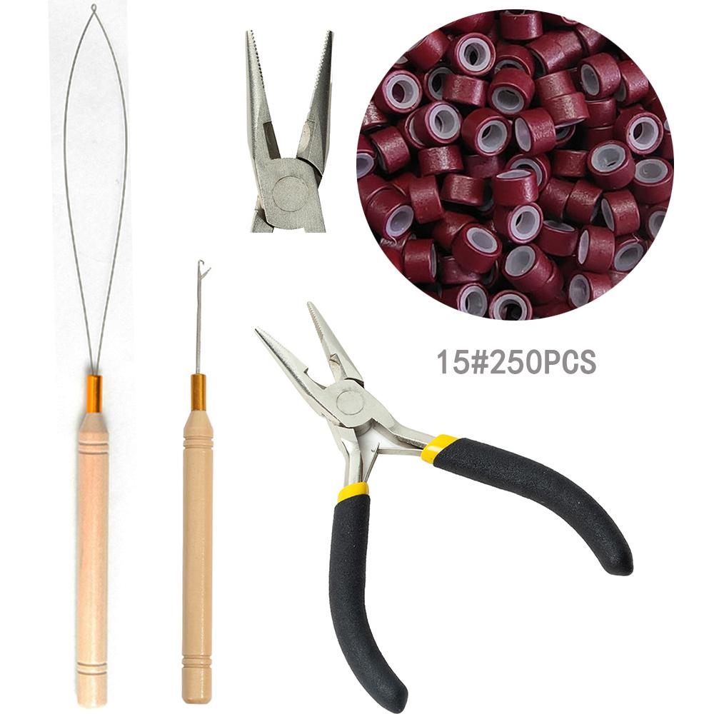 Hair Extension Tool Kit Includes Extension Pliers Crochet Hook Bead Stringer and Nano Ring for Making Styling Accessories