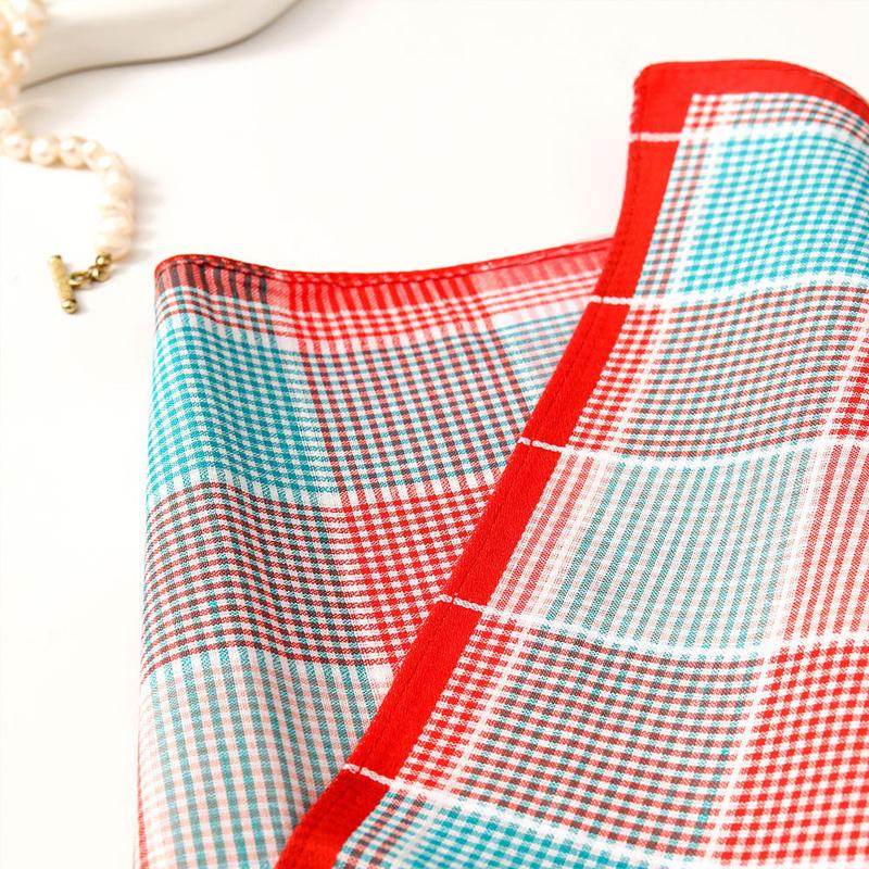 3Pcs Handkerchief Thin Pure Cotton Water-Absorbent Plaid Handkerchief Sweat-wiping Color Mixing 3Pcs