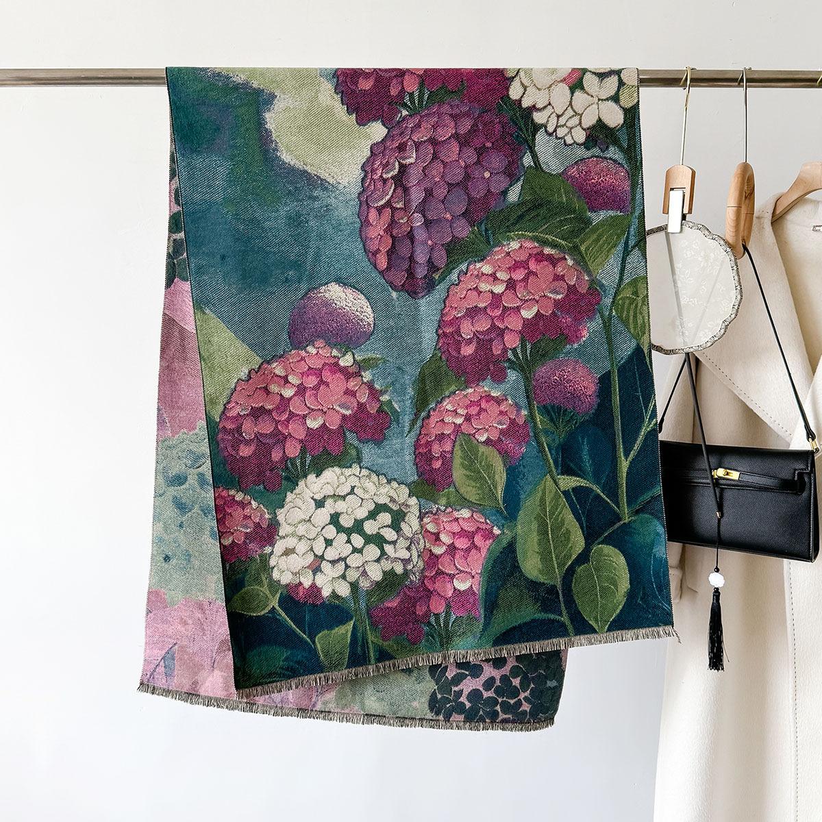 

Winter Scarf Luxury Warm Pashmina Scarf Women Hydrangea Tassel Shawl And Wrap Autumn Female Imitation Cashmere Foulard Blanket