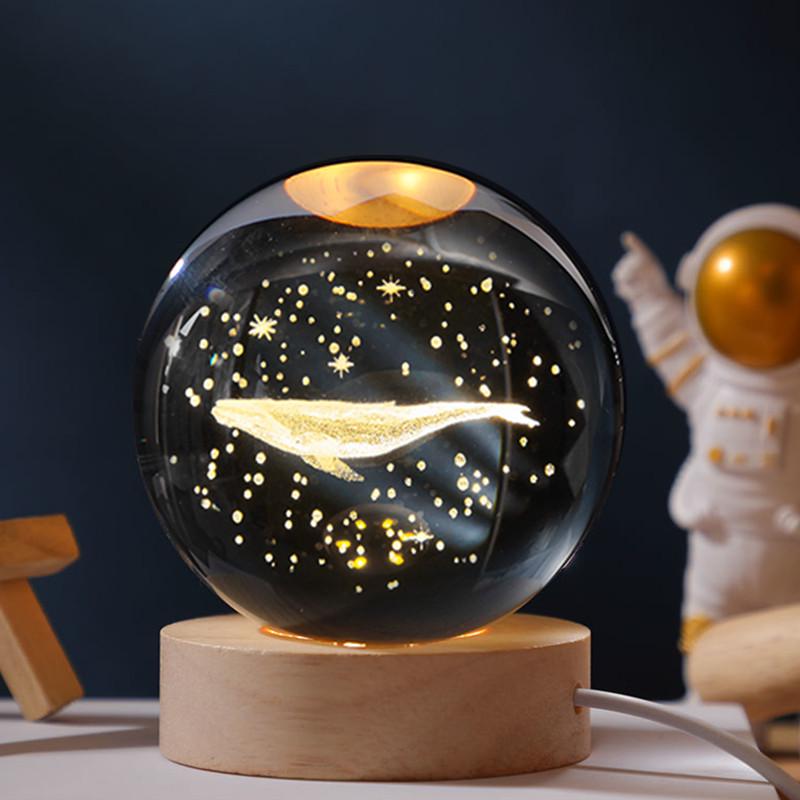 Crystal Ball Starry Night Light: Luminous Glass Solar System Ornament - Perfect Birthday Gift for Women