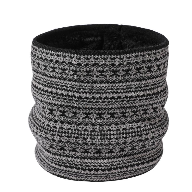 New neck cover men's windproof and warm Fair Island classic color winter scarf velvet thickened knitted scarf