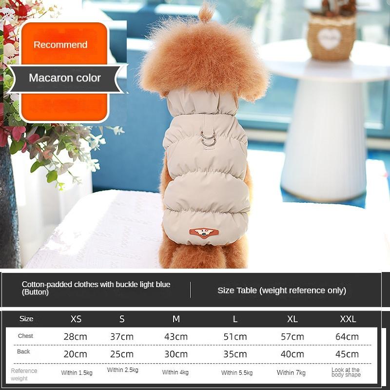 Coat for Small Medium Dogs D-RING Cat Jacket Soft Warm Winter Padded Fleece Puppy Pet Clothes