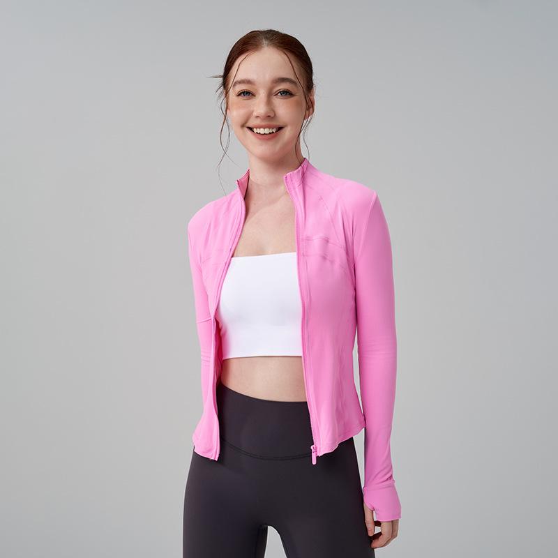Women's High Neck Spliced Slimming Yoga Jacket with Thumb Holes - Autumn/Winter Thickened Running & Fitness Top