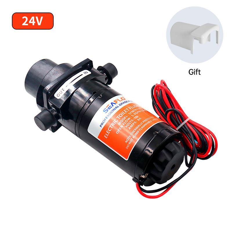 12V 24V Horizontal Toilet Mashing Sewage Flushing Pump Equipped with Electric Flushing Pump Flexible Impeller Open Flow 18.9LPM