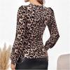 Women's 2025 Leopard Print V-neck Slim-fit Long-sleeved Lace Trim Top