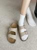 New Retro Thick-soled Double-buckle French Beautiful Cool Slippers Are Fashionable for Summer Wear