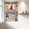 Vintage Fencing Knowledge Educational Metal Tin Sign - Fencing Basics Tactics Safety Roles, Retro Wall Art for Home Club Bar Dec