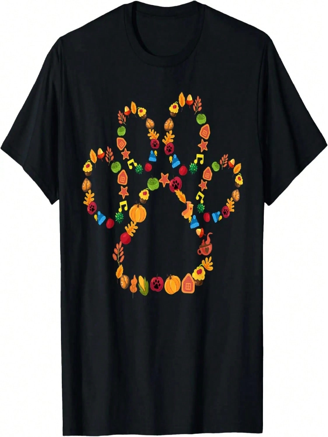 VP6d Cute Dog Paw Pumpkin Fall Autumn Thanksgiving Dog Mom T-Shirt S