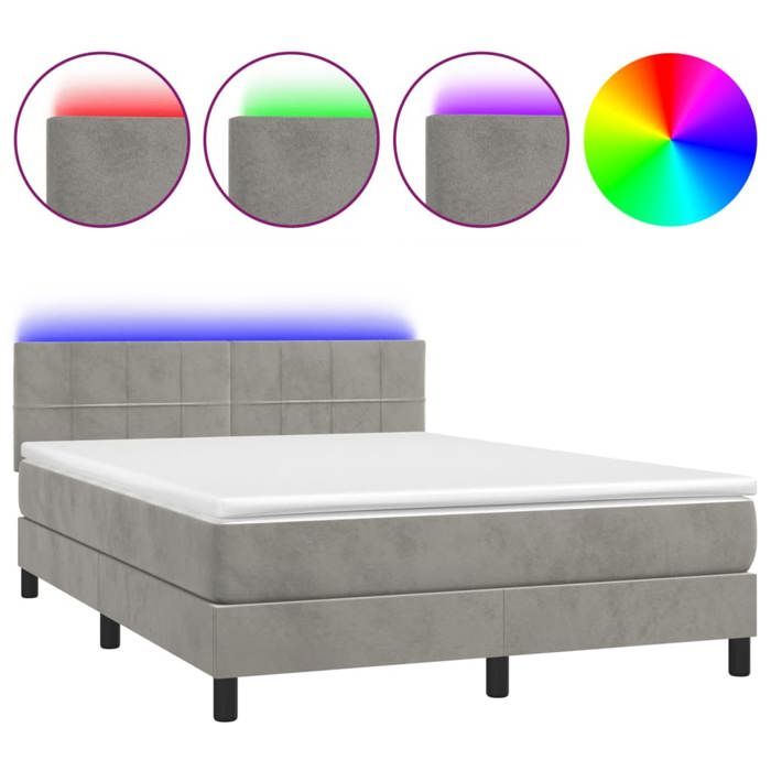 VidaXL Slat Bed Base with Mattress and LED, Upholstered Bed, Double Bed, Adult Bed for Interior Bedroom, 3134405